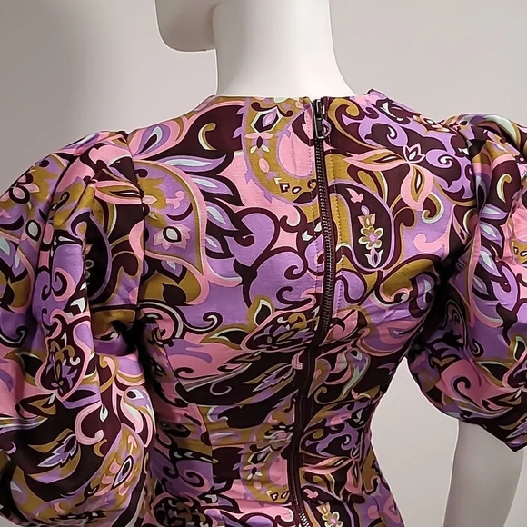 TED BAKER Flickl – Short Sleeve Printed Mini Dress Blk Pink  - Picture 6 of 13